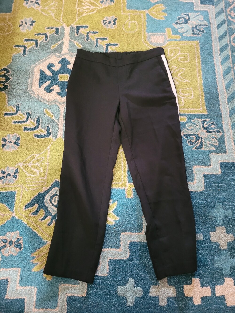 Black Pants with White Side Stripe and Elastic Waitband